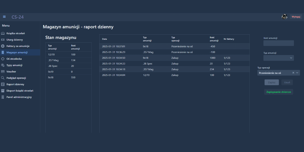 Aplikacja Magazyn Amunicji