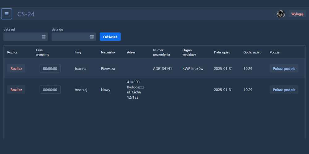 Aplikacja Książka Strzelań